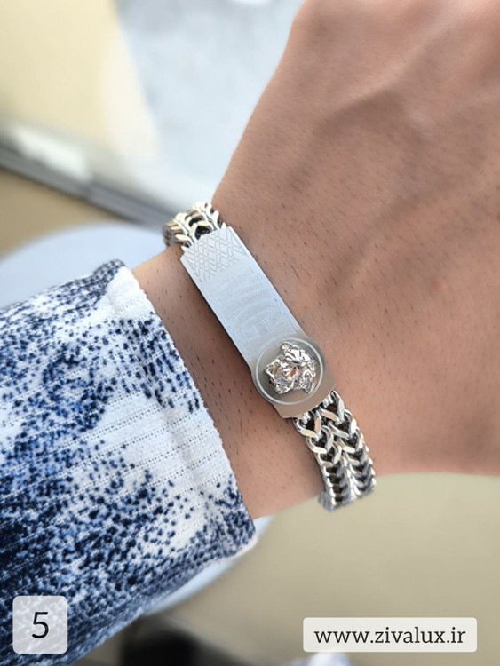 دستبند استیل بافت مردانه طرح ورساچه VERSACE