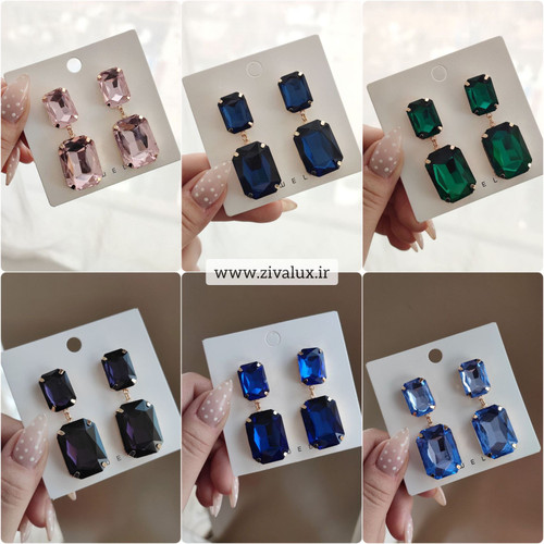 گوشواره زنانه نگین دار رنگی