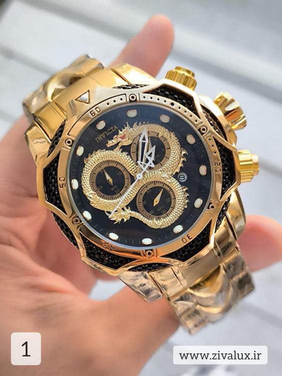 ساعت مچی مردانه مارک اینویکتا طرح اژدها INVICTA بند استیل