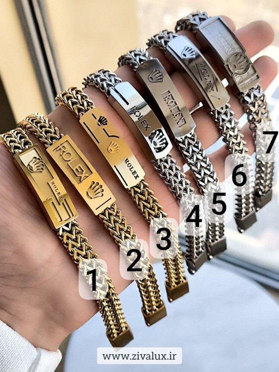 دستبند بافت مردانه استیل طرح رولکس ROLEX
