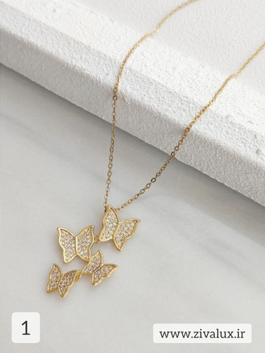 گردنبند زنانه و دخترانه استیل طرح پروانه STEEL