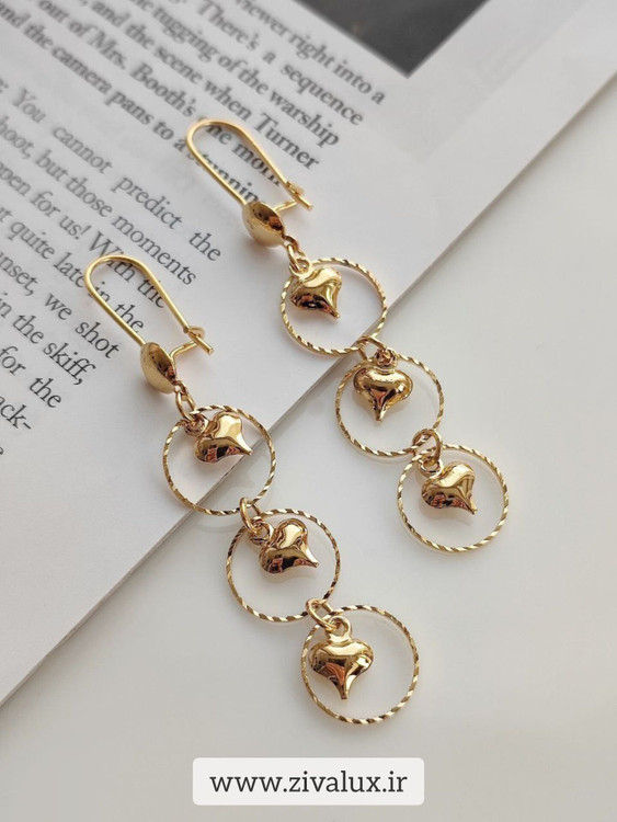گوشواره زنانه آویز دار طرح قلب