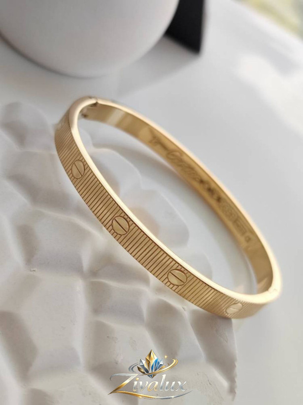 بنگل طلایی زنانه مارک لیمیتید کارتیر براق مدل خط دار BANGLE ( سایز 3 )