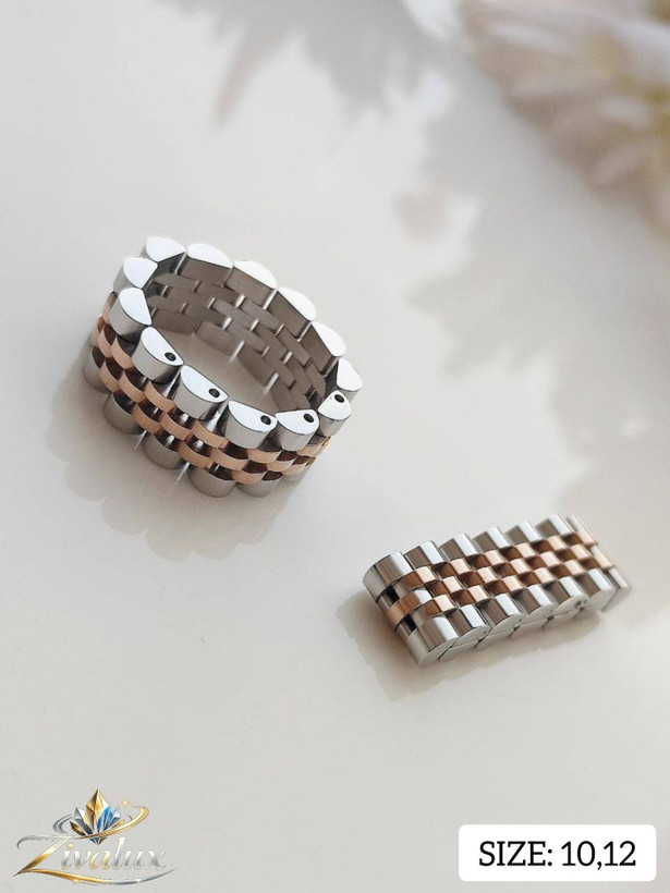 انگشتر استیل رولکس ROLEX رنگ سیلور، رزگلد