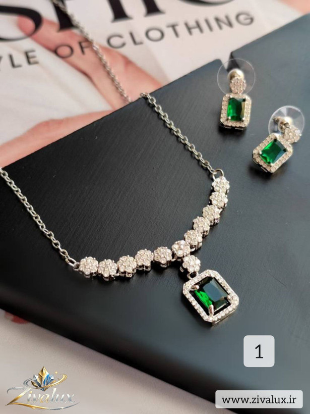 نیمست زنانه جواهری Jewelry half set نگین دار