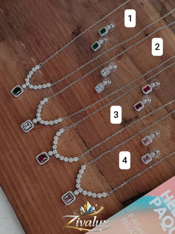 نیمست زنانه جواهری Jewelry half set نگین دار