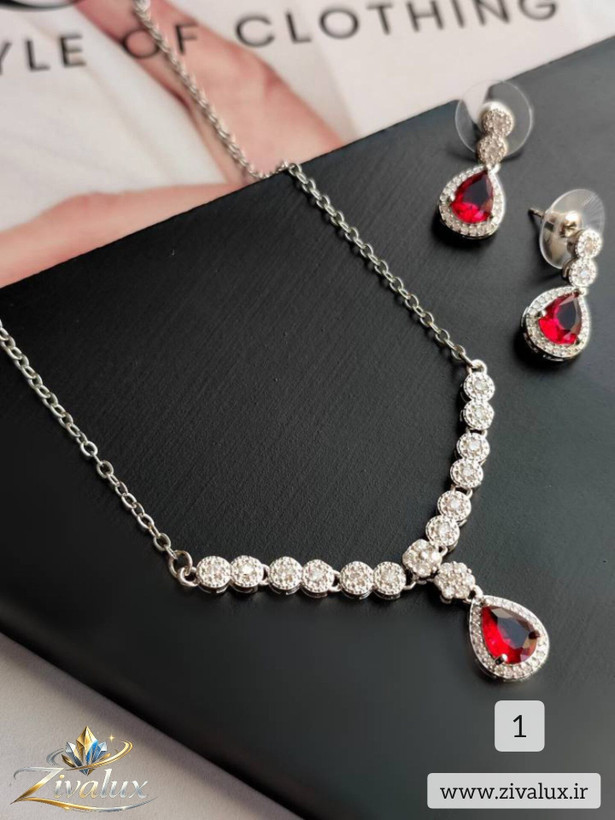 نیمست زنانه جواهری Jewelry half set نگین دار