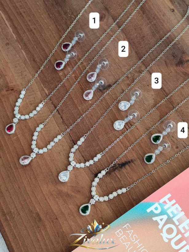 نیمست زنانه جواهری Jewelry half set نگین دار