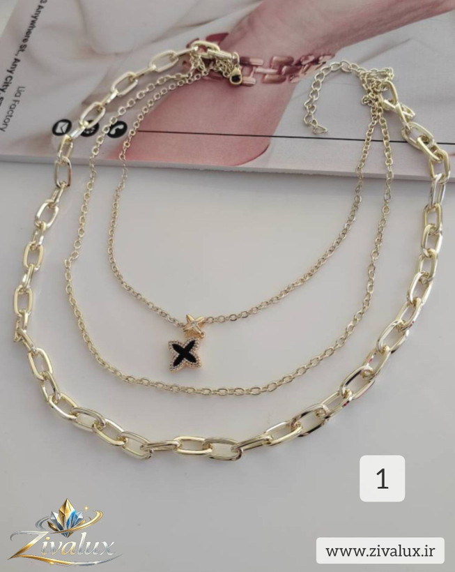گردنبند زنانه سه لاین طرح ونکلیف van cleef