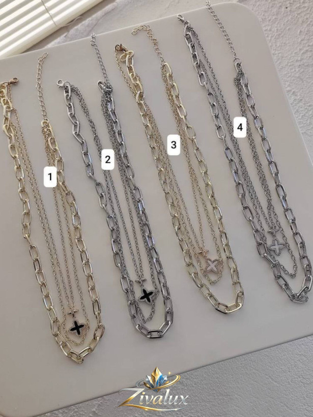 گردنبند زنانه سه لاین طرح ونکلیف van cleef