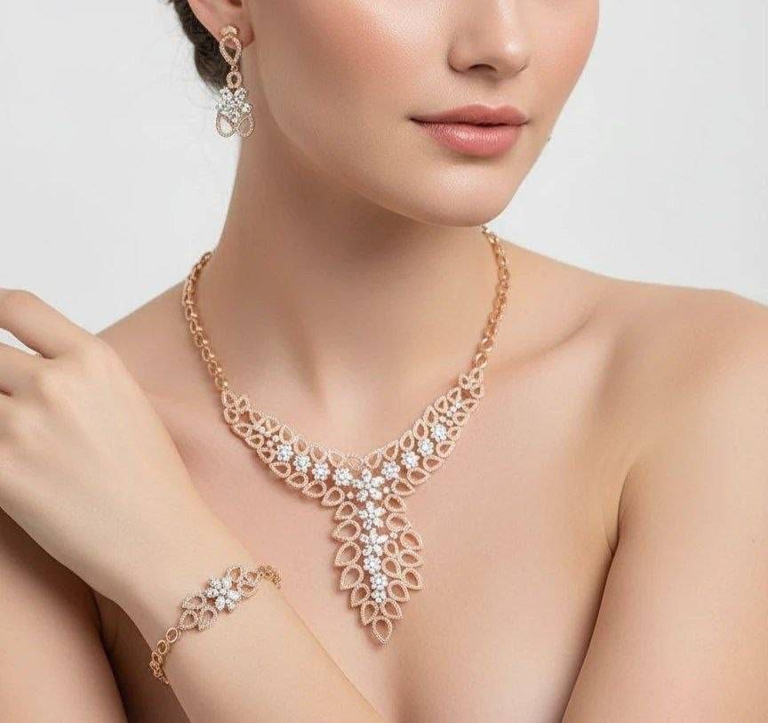 سرویس زنانه نگین دار مارک ژوپینگ XUPING (گردنبند،دستبند،گوشواره)