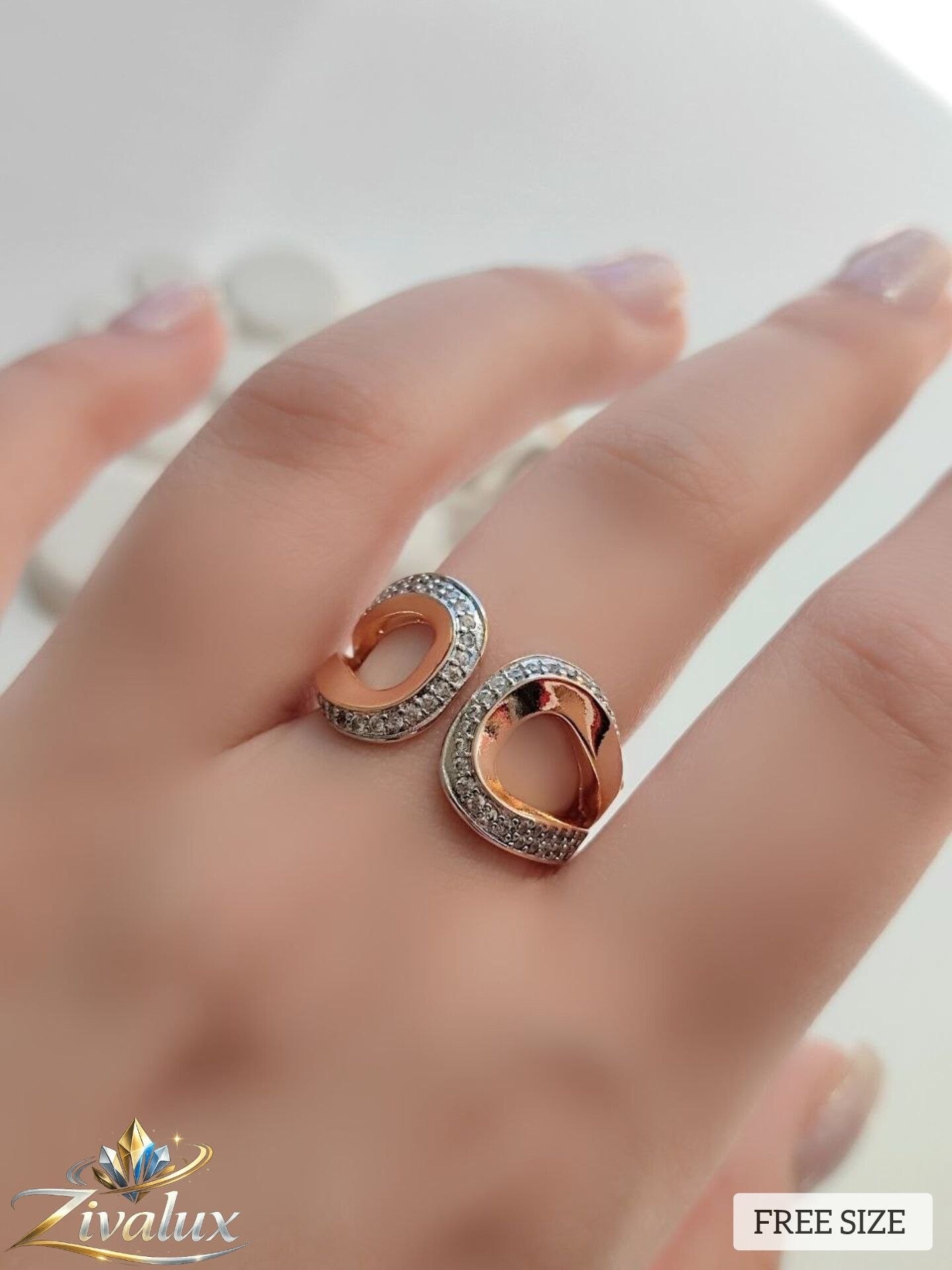 انگشتر دخترانه و زنانه مدل جواهری JEWELERY نگین دار (فری سایز)