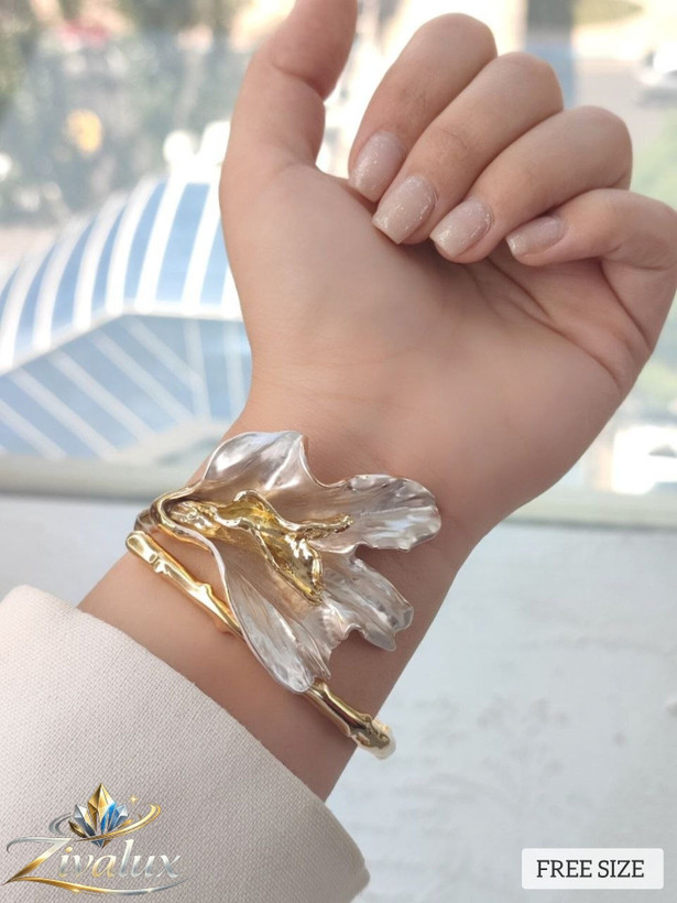 بنگل زنانه مدل مینا کاری BANGLE طرح برگ (فری سایز)