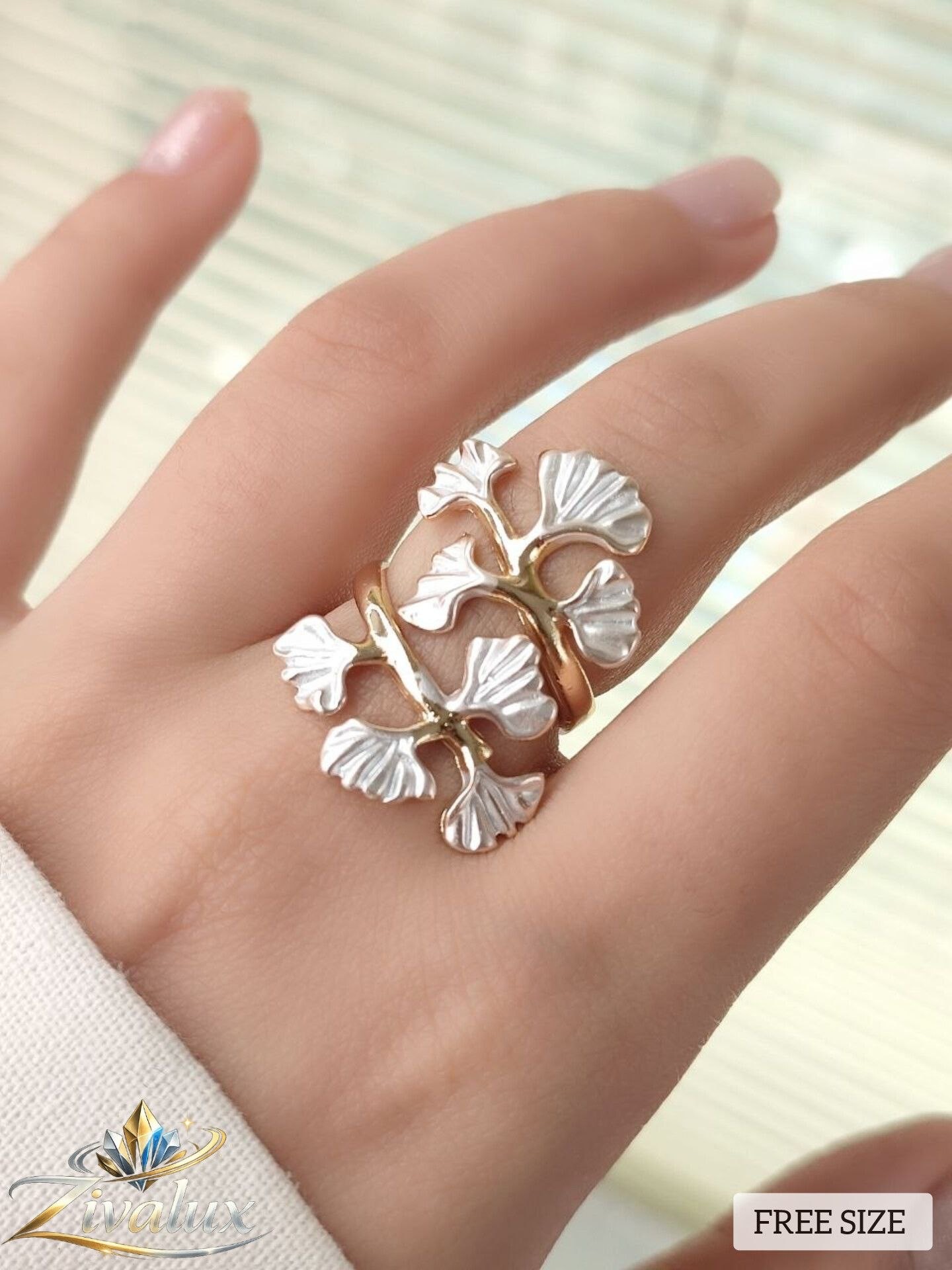انگشتر زنانه مدل مینا کاری ENAMEL RING طرح گل (فری سایز)