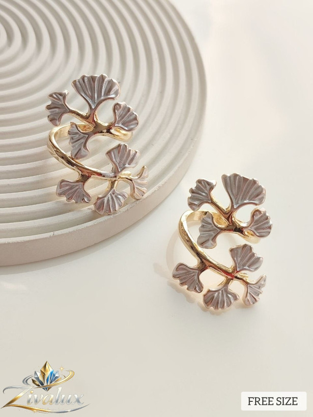 انگشتر زنانه مدل مینا کاری ENAMEL RING طرح گل (فری سایز)