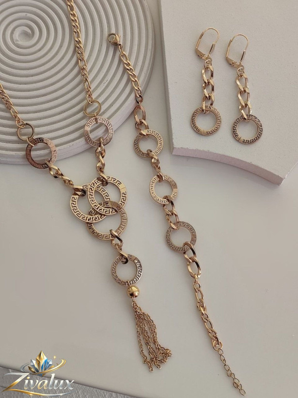 سرویس زنانه استیل طرح ورساچه VERSACE (گوشواره،گردنبند،گوشواره)