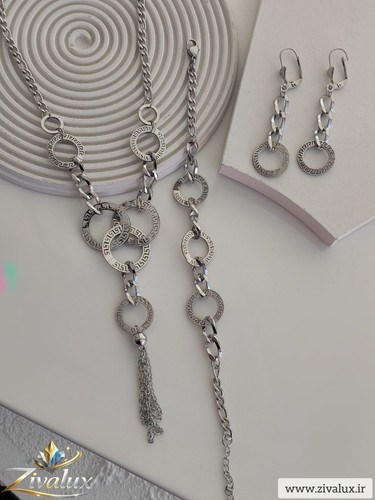 سرویس زنانه استیل طرح ورساچه VERSACE (گوشواره،گردنبند،گوشواره)