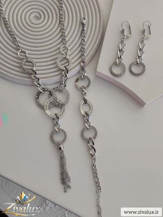 سرویس زنانه استیل طرح ورساچه VERSACE (گوشواره،گردنبند،گوشواره)