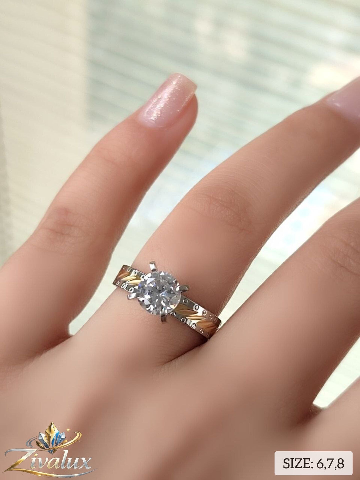 انگشتر زنانه مدل استیل STEEL تک نگین (سایز۶،۷،۸)