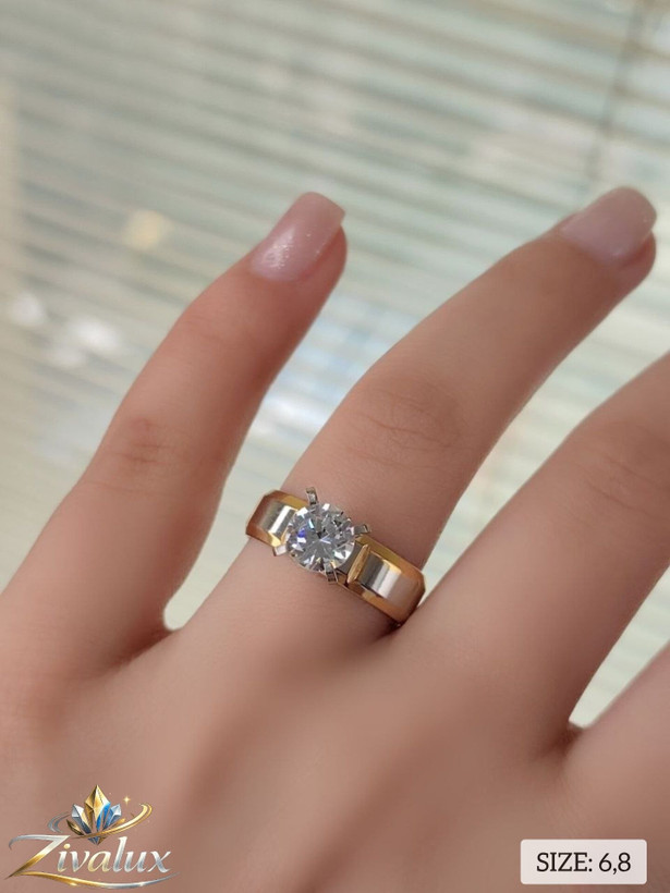 انگشتر زنانه مدل استیل STEEL تک نگین (سایز۶،۸)