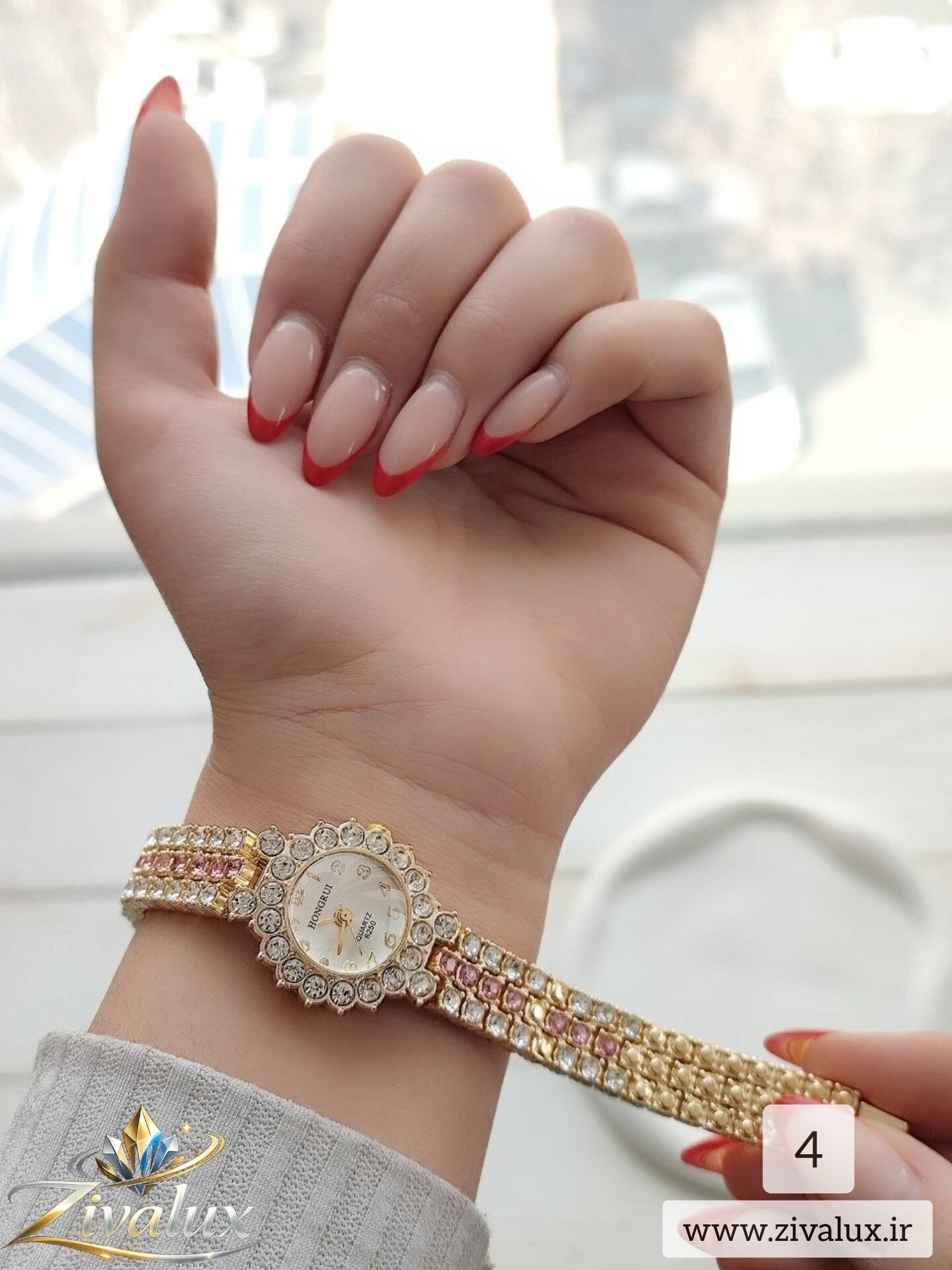 ساعت مچی زنانه مارک HONGRUI بند فلزی