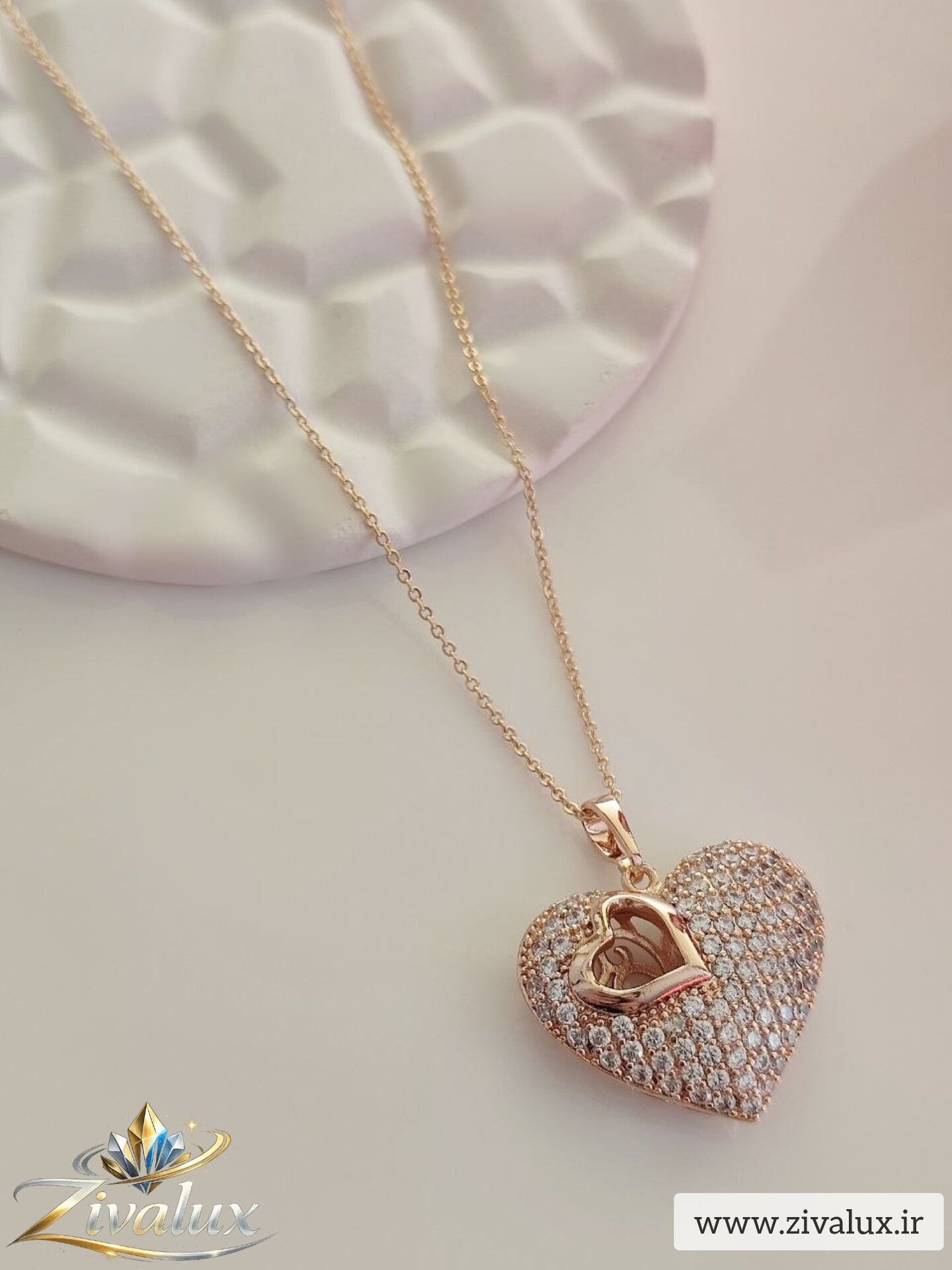 گردنبند زنانه مارک ژوپینگ XUPING طرح قلب نگین دار