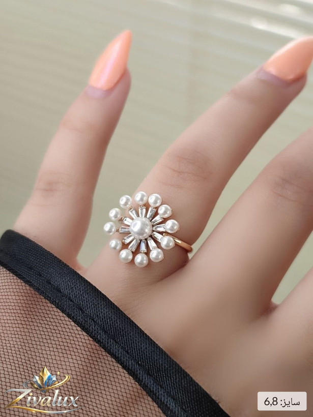 انگشتر زنانه مارک ژوپینگ XUPING طرح گل مروارید دار (سایز: ۶،۸)