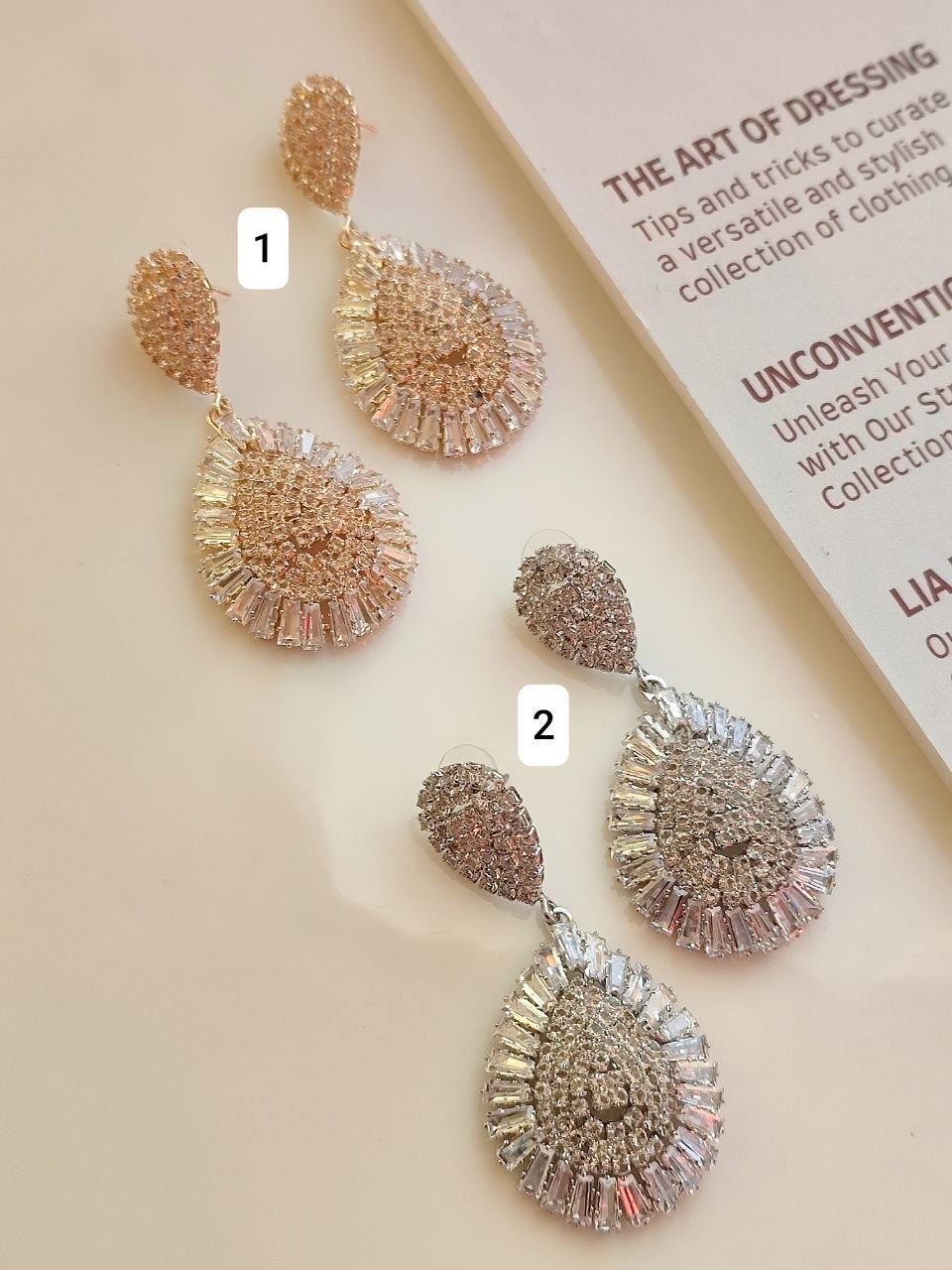 گوشواره زنانه مجلسی جواهری JEWELERY نگین دار