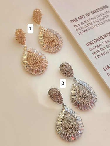گوشواره زنانه مجلسی جواهری JEWELERY نگین دار
