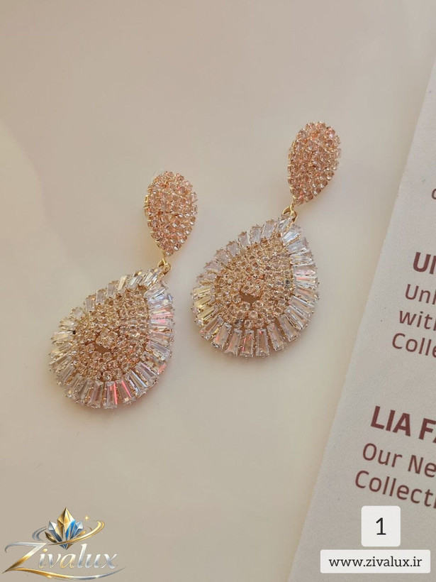 گوشواره زنانه مجلسی جواهری JEWELERY نگین دار
