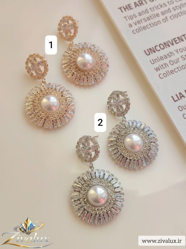 گوشواره زنانه مجلسی جواهری JEWELERY نگین دار