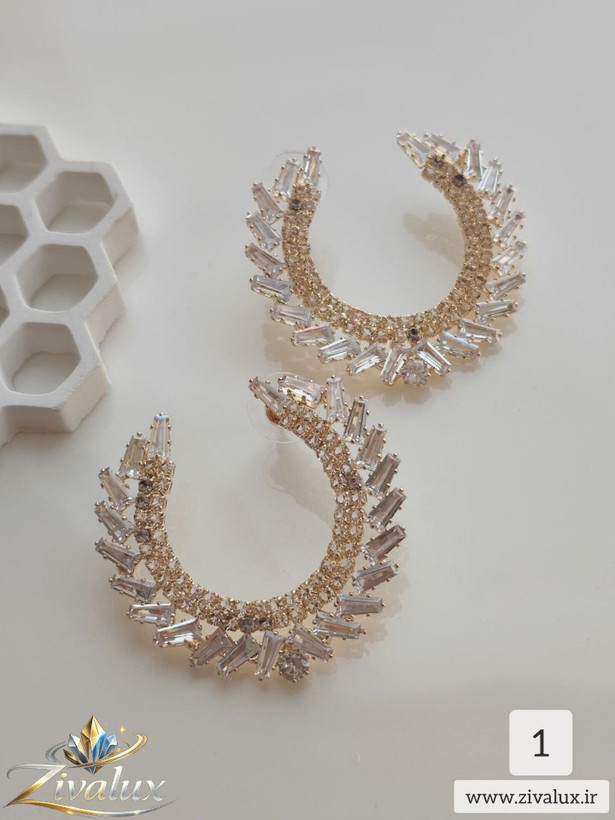 گوشواره زنانه مجلسی جواهری JEWELERY نگین دار