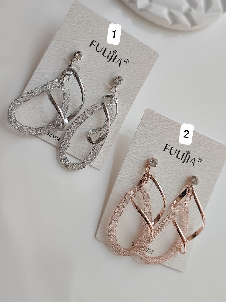 گوشواره زنانه مارک فولیجیا FULIJIA نگین دار