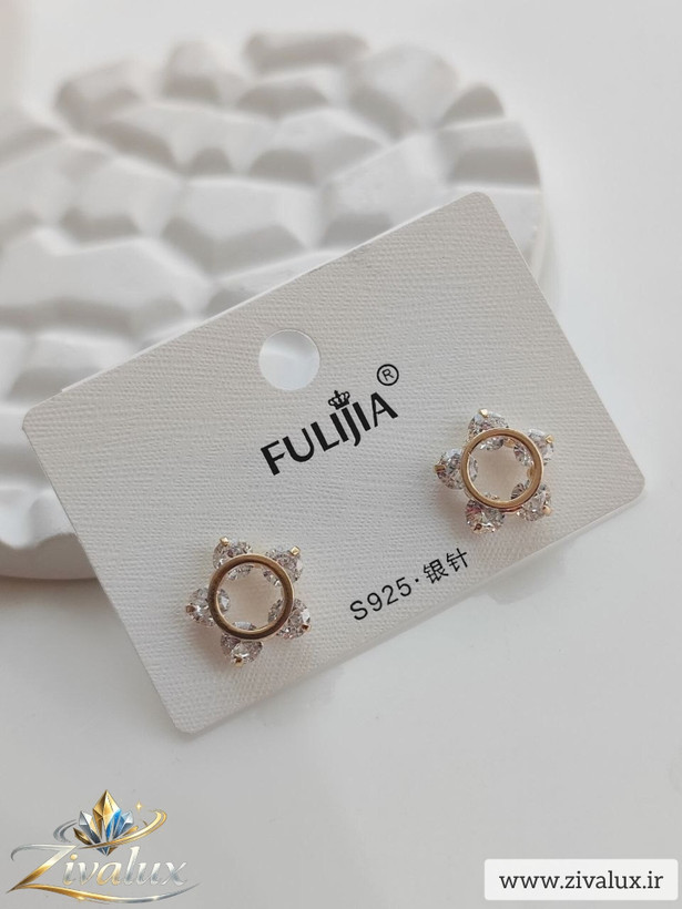 گوشواره زنانه مارک فولیجیا FULIJIA طرح گل نگین دار