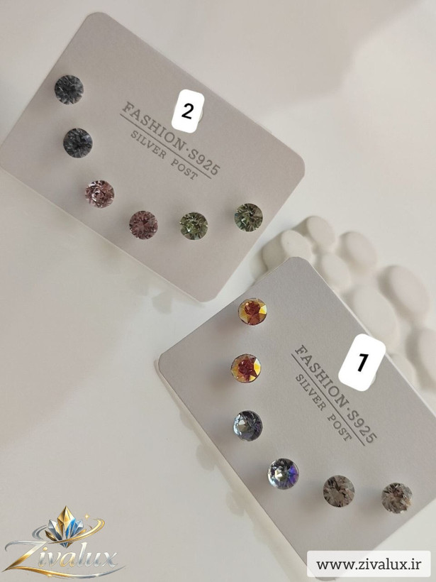 گوشواره سه جفتی زنانه طرح سواروسکی SWAROVSKI