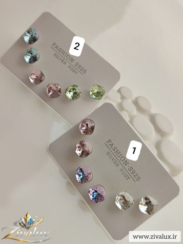 گوشواره سه جفتی زنانه طرح سواروسکی SWAROVSKI