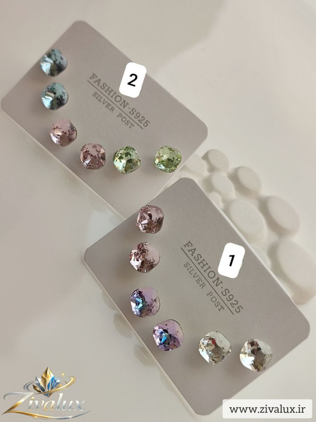گوشواره سه جفتی زنانه طرح سواروسکی SWAROVSKI