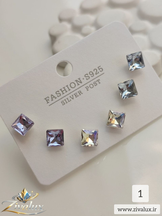 گوشواره سه جفتی زنانه طرح سواروسکی SWAROVSKI