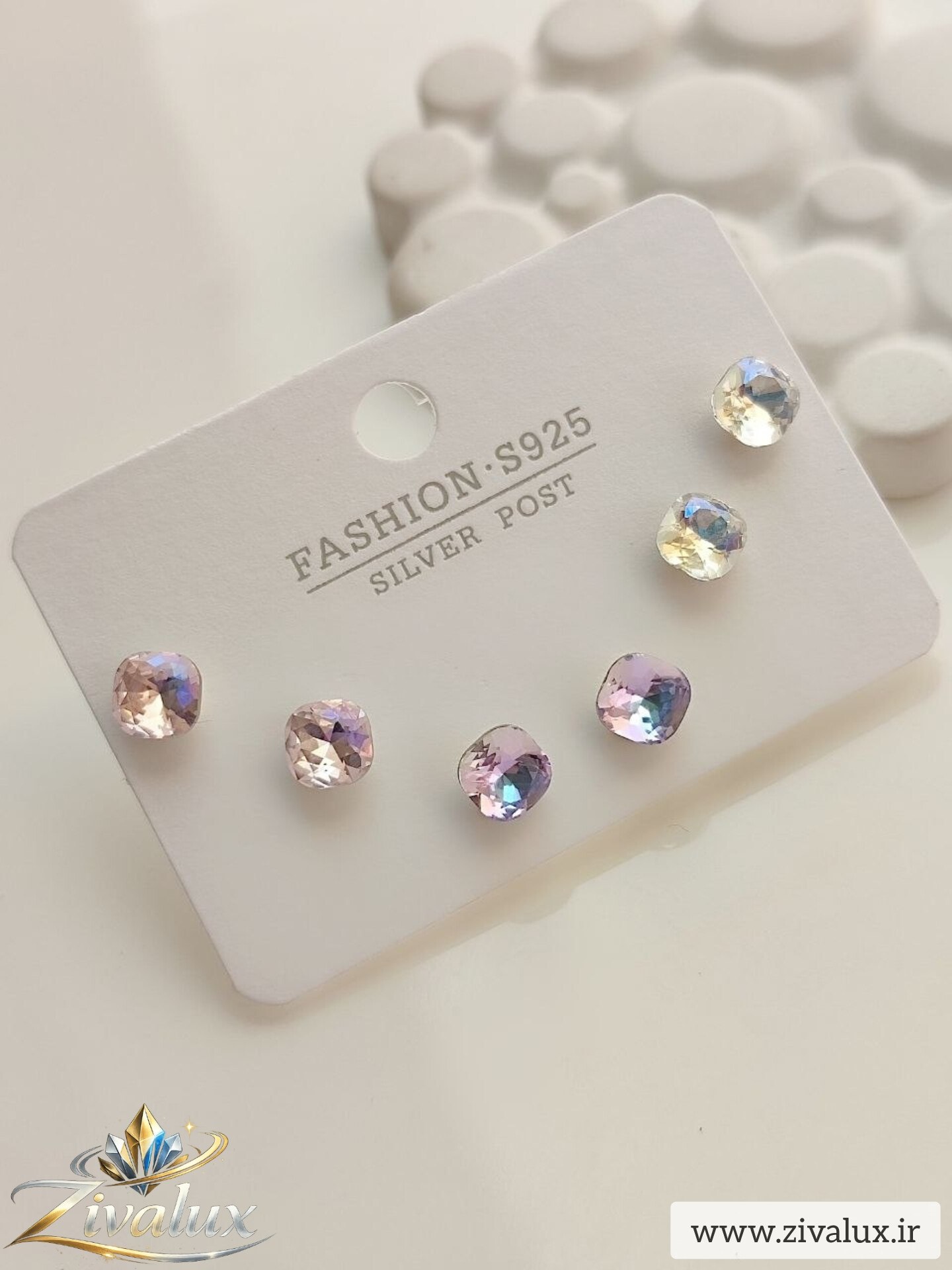 گوشواره سه جفتی زنانه طرح سواروسکی SWAROVSKI
