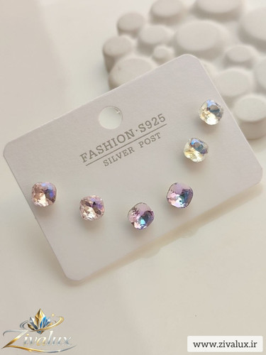 گوشواره سه جفتی زنانه طرح سواروسکی SWAROVSKI