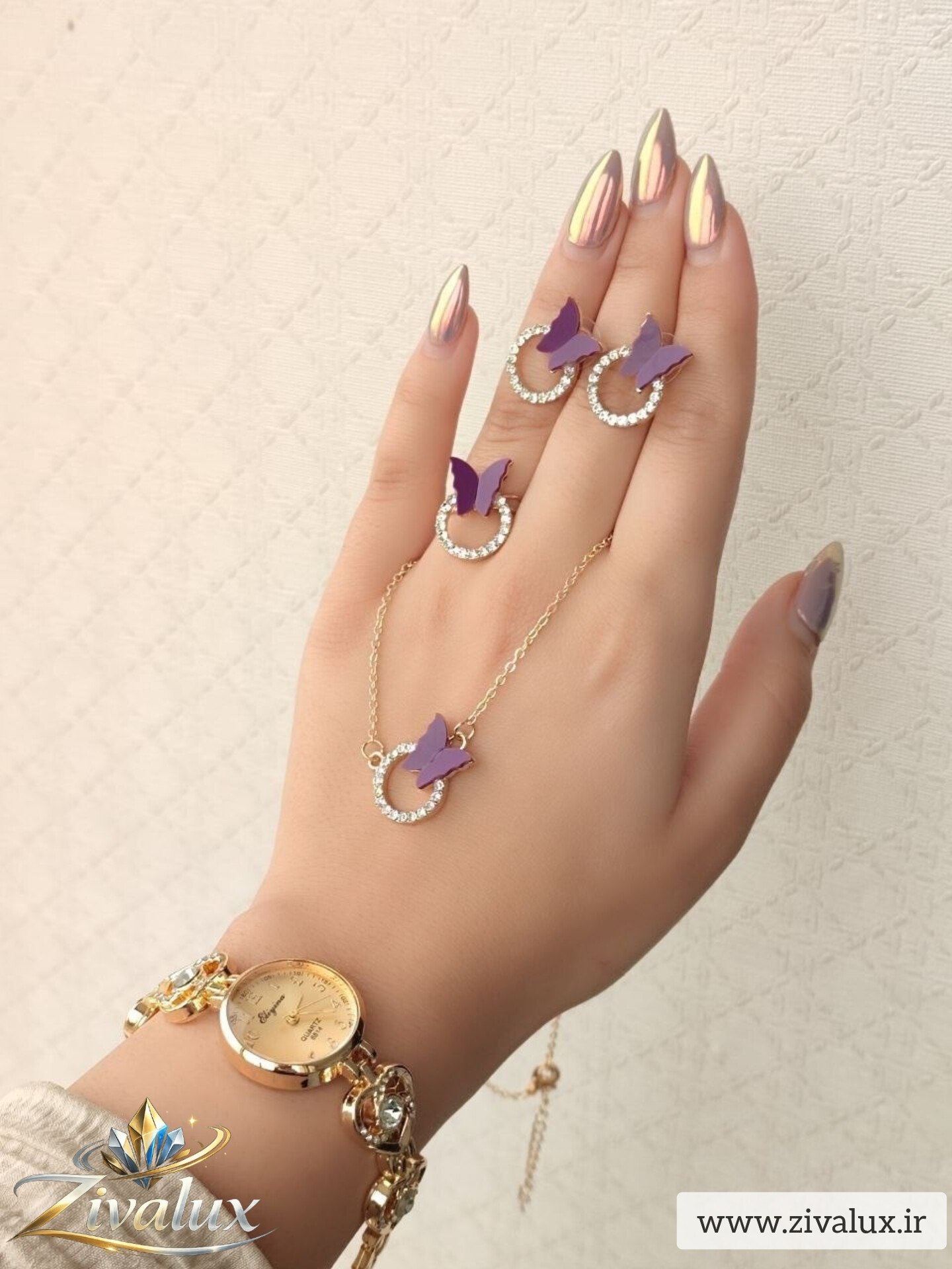 ساعت و سرویس زنانه مارک الینا ELIYINA (گوشواره،گردنبند،انگشتر)