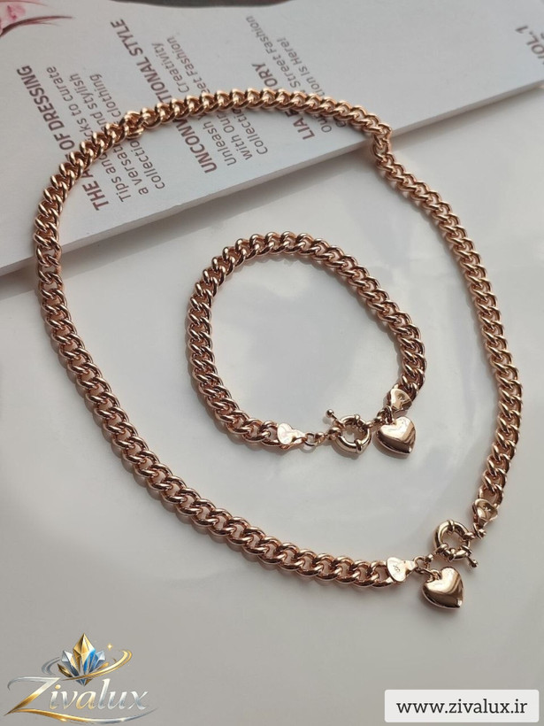 ست دستبند و گردنبند زنانه مارک ژوپینگ XUPING آویز قلب