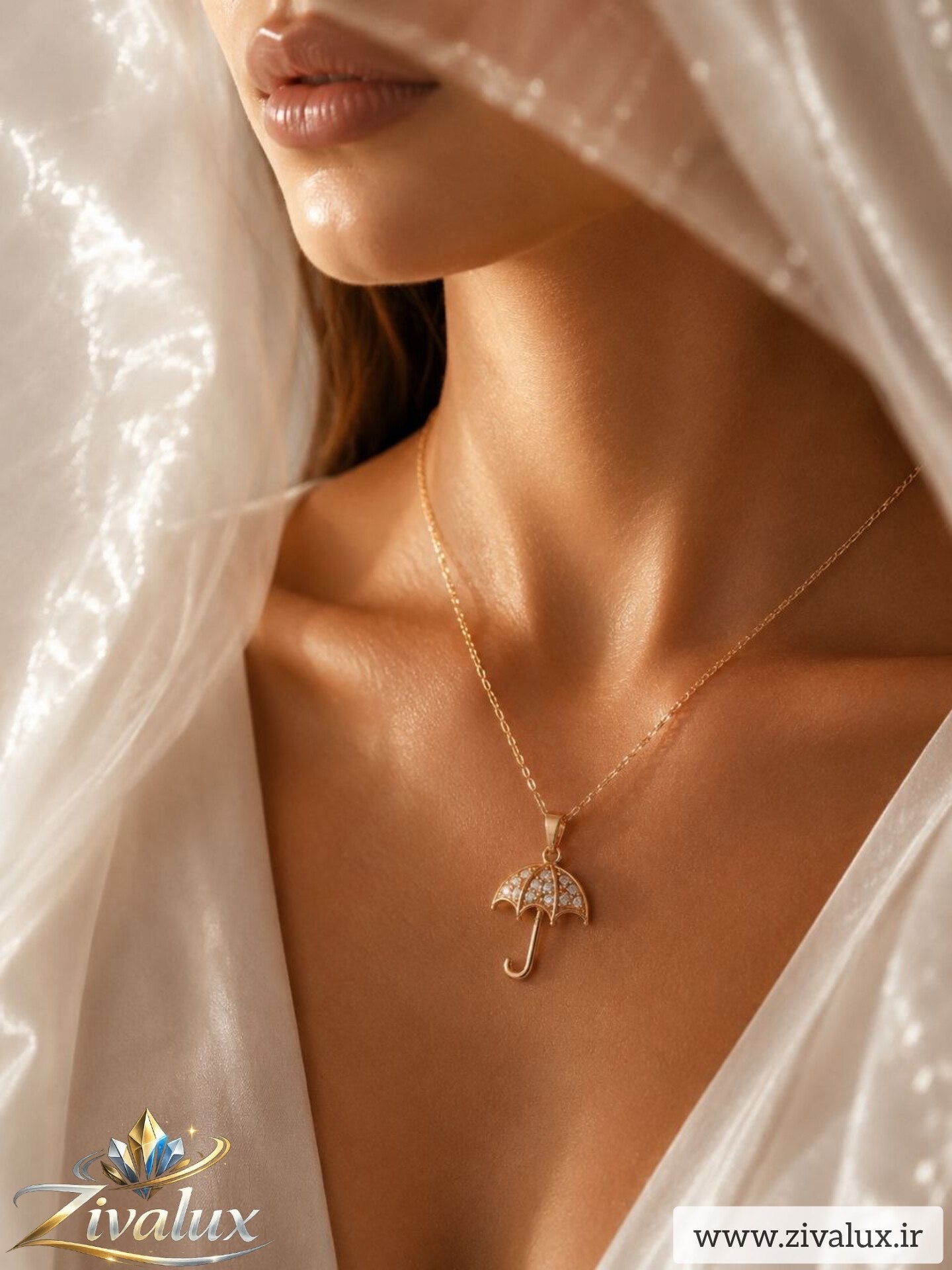 گردنبند زنانه مارک ژوپینگ XUPING طرح چتر نگین دار