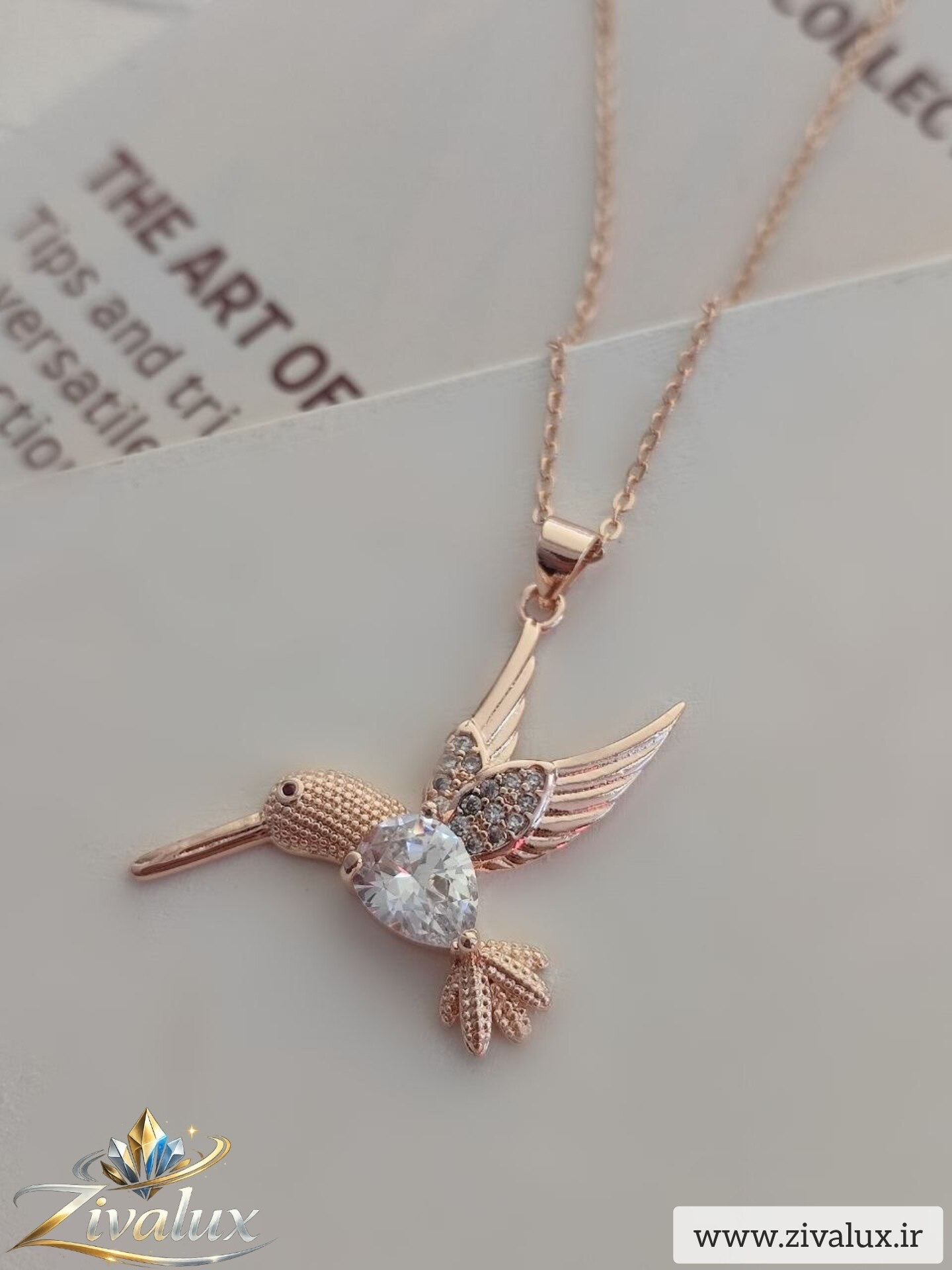 گردنبند زنانه مارک ژوپینگ XUPING طرح پرنده نگین دار