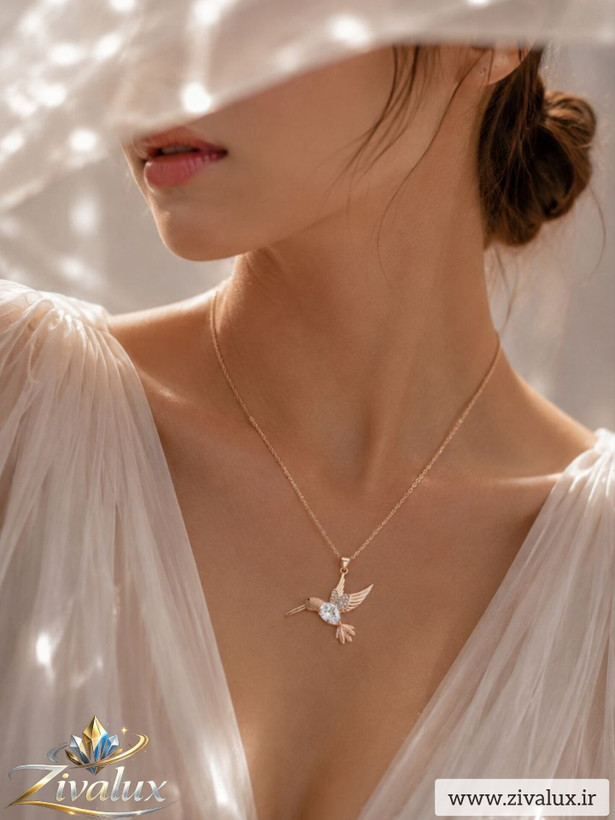 گردنبند زنانه مارک ژوپینگ XUPING طرح پرنده نگین دار