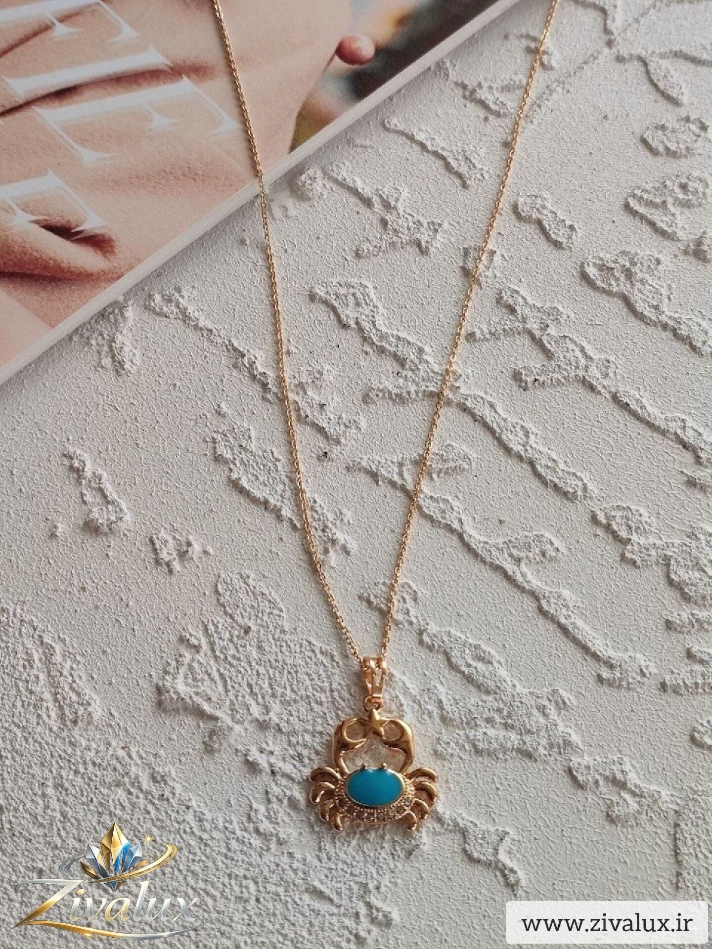 گردنبند زنانه مارک ژوپینگ XUPING طرح خرچنگ نگین دار