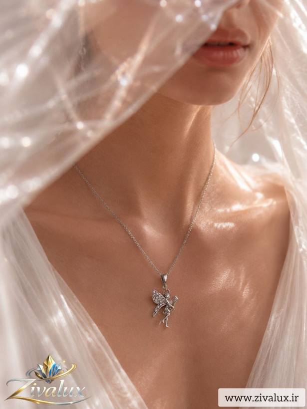 گردنبند زنانه مارک ژوپینگ XUPING طرح فرشته نگین دار
