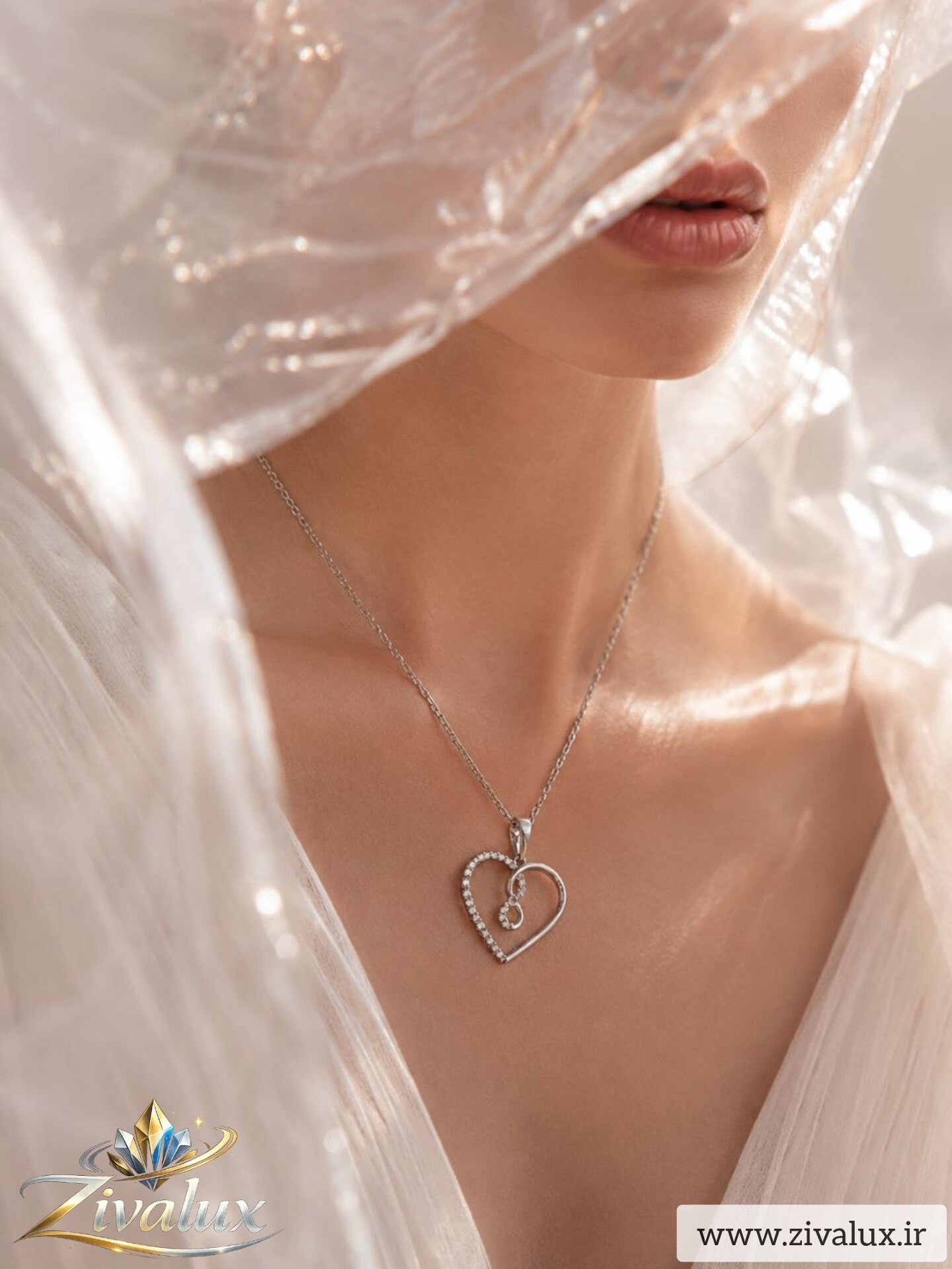 گردنبند زنانه مارک ژوپینگ XUPING طرح قلب نگین دار