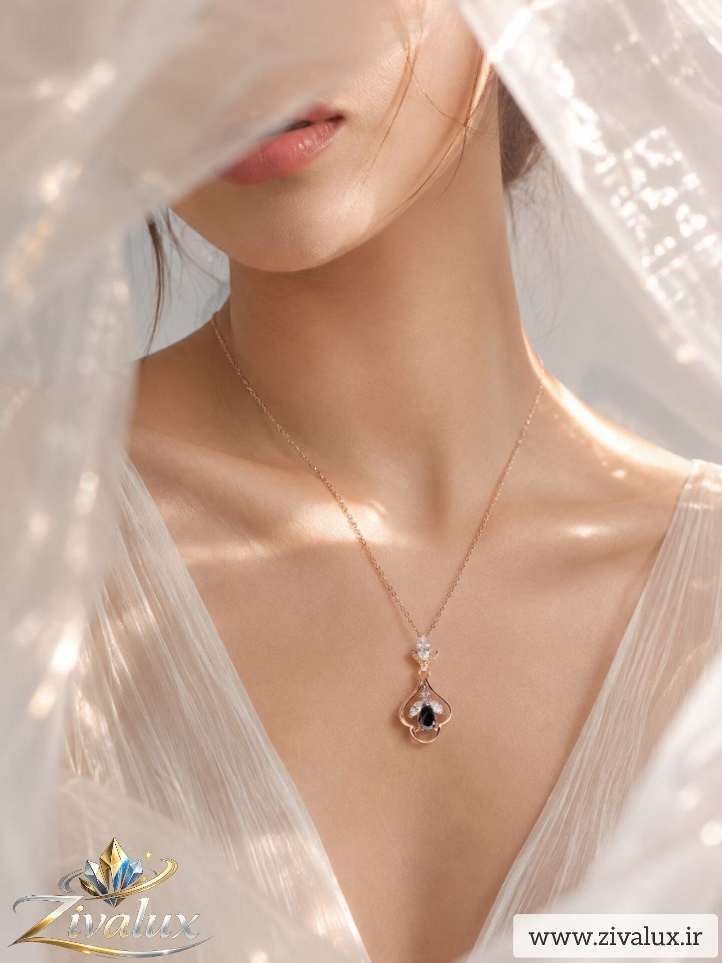 گردنبند زنانه مارک ژوپینگ XUPING نگین دار