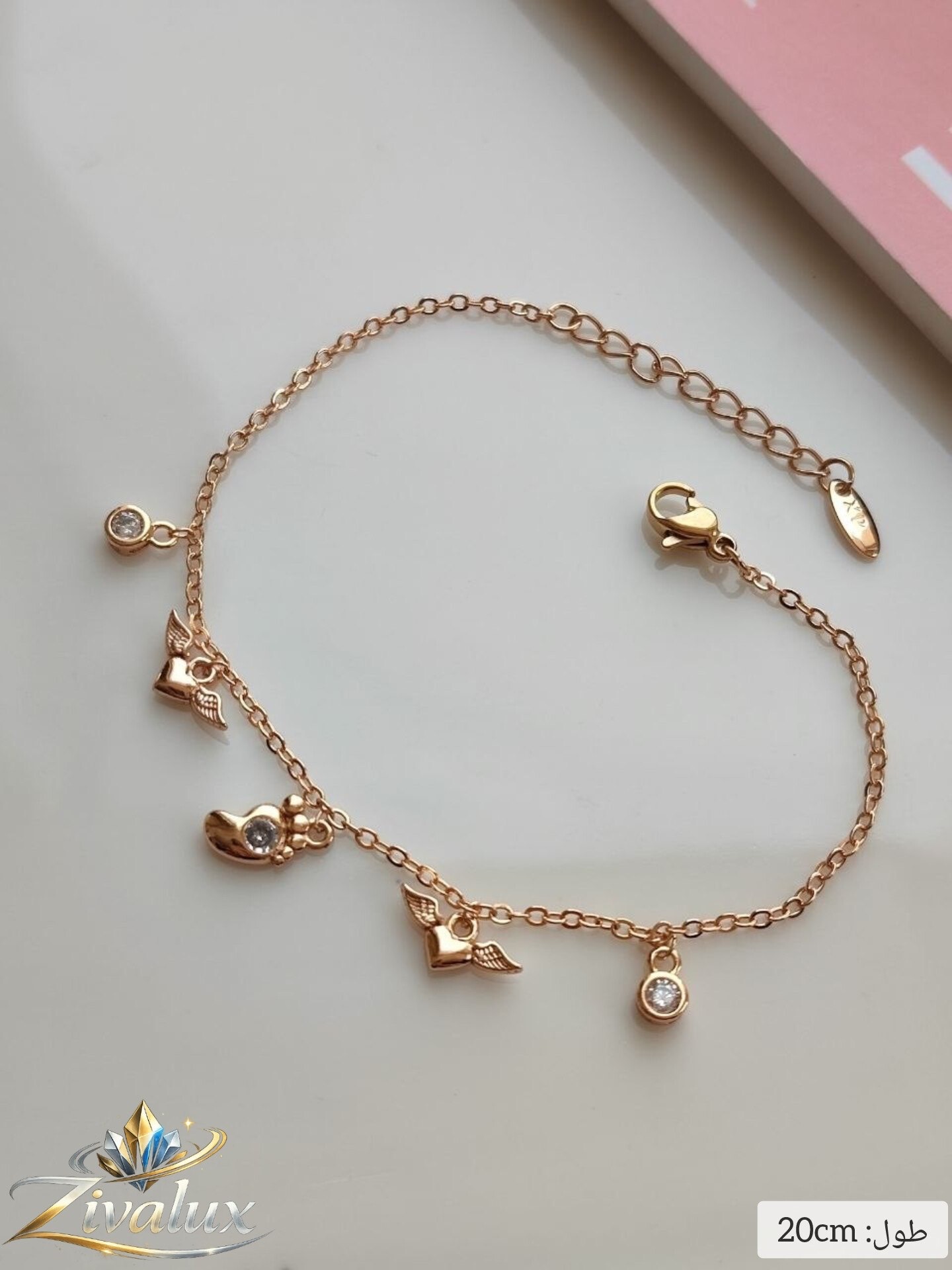 دستبند زنانه مارک ژوپینگ XUPING طرح آویز قلب نگین دار